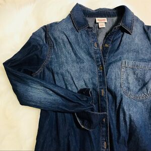  Xs high low button up denim top